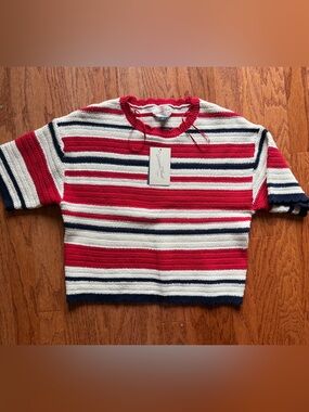 NWT Universal Thread Red, Cream & Navy Striped Crewneck Women’s Sweater -